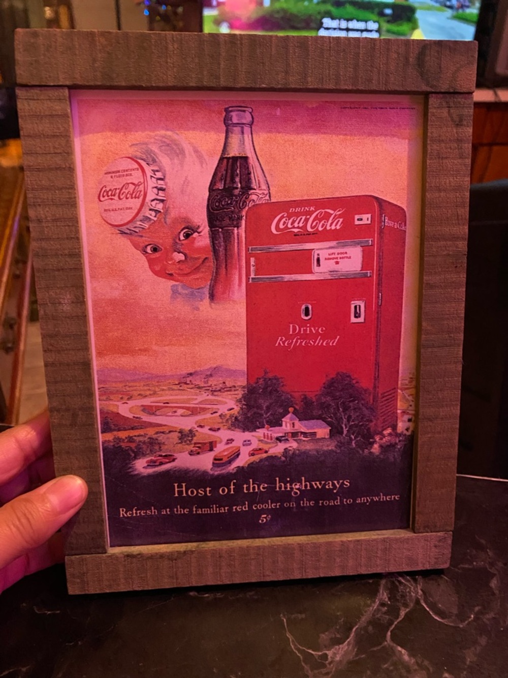 Coca-Cola Retro Red & Pink Framed Poster